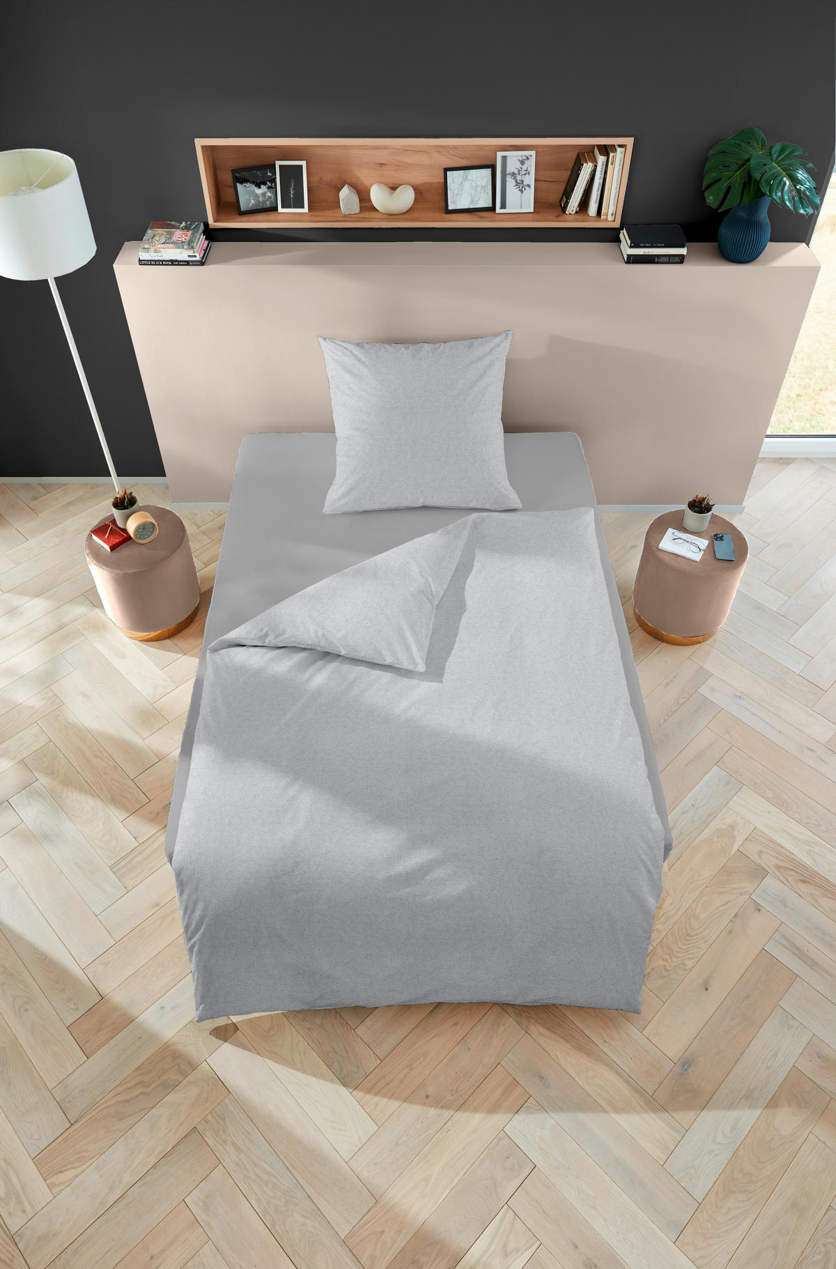 BETTWÄSCHE Flanell 135/200 cm  - Hellgrau, Basics, Textil (135/200cm) - Novel