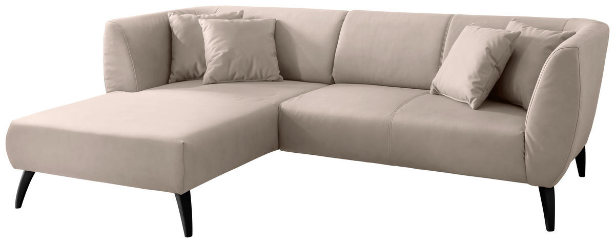 ECKSOFA in Lederlook Beige  - Beige/Schwarz, Modern, Holz/Textil (160/264cm) - Livetastic