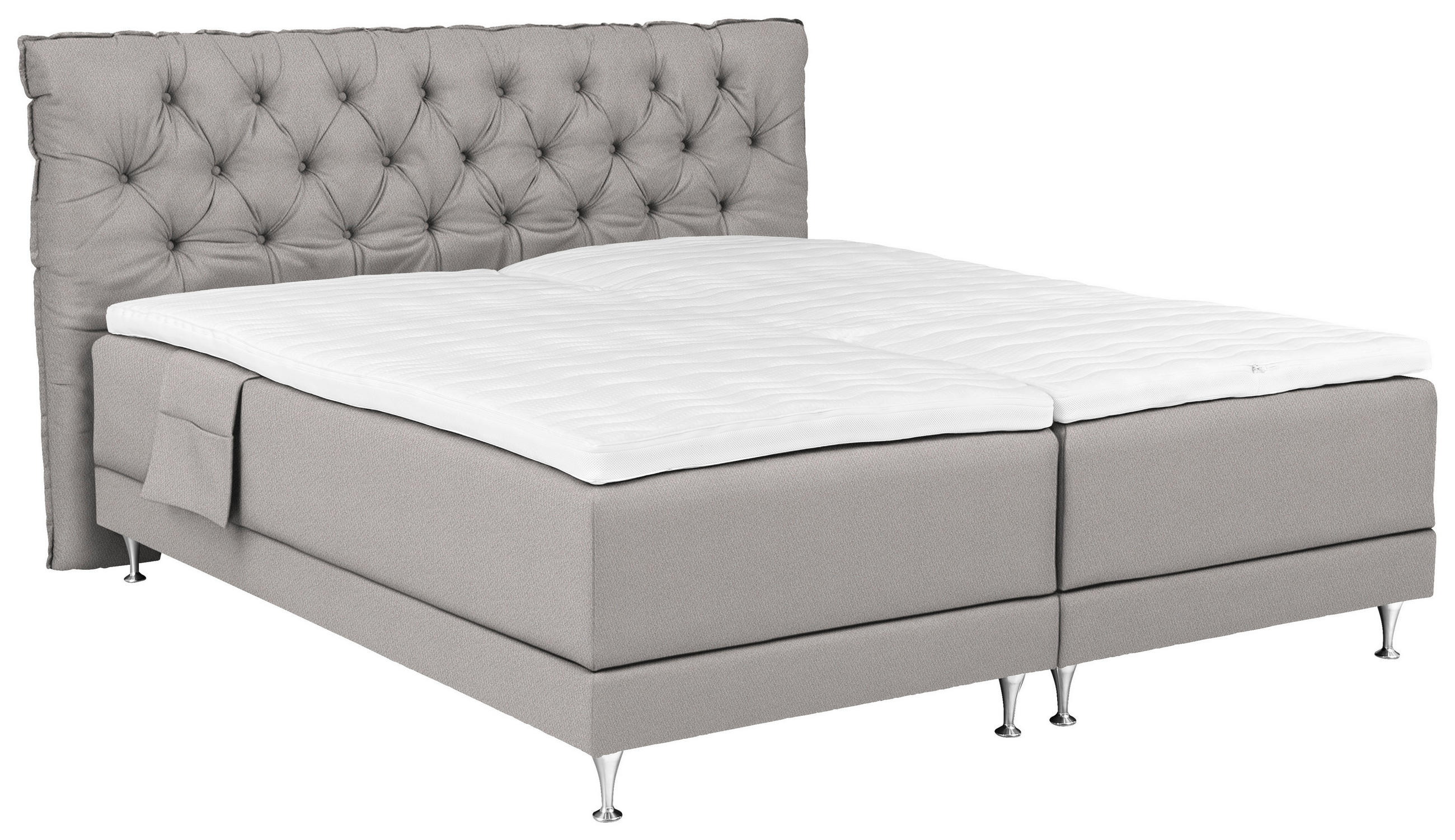 BOXSPRINGBETT 180/200 cm  in Hellgrau  - Blau/Silberfarben, Basics, Holzwerkstoff/Textil (180/200cm) - Welnova