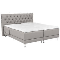 BOXSPRINGBETT 160/200 cm,  in Hellgrau, Matratze, Topper, motorische Verstellbarkeit, Fernbedienung, H3 + H3 = fest  - Blau/Silberfarben, Basics, Holzwerkstoff/Textil (160/200cm) - Welnova