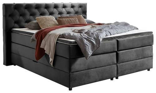 BOXSPRINGBETT 160/200 cm  in Anthrazit  - Anthrazit/Schwarz, Modern, Kunststoff/Textil (160/200cm) - MID.YOU