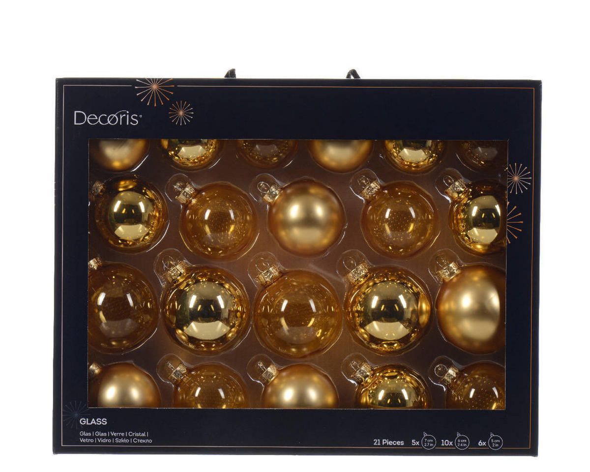 CHRISTBAUMKUGEL-SET 7 cm 21-teilig  - Goldfarben, KONVENTIONELL, Glas (7cm)