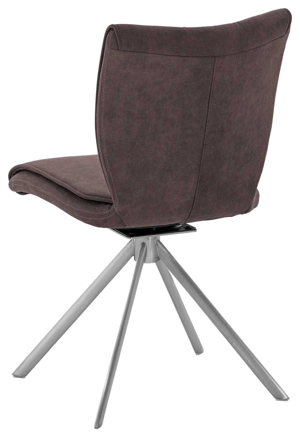 STUHL  Stoffauswahl, Typenauswahl, Sitzfläche 180° drehbar, automatische Rückholfunktion Lederlook, Velours, Mikrofaser  Edelstahlfarben, Mokka  - Edelstahlfarben/Mokka, Design, Textil/Metall (50/89/61cm) - Dieter Knoll