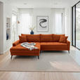 ECKSOFA  in Cord Dunkelorange  173/280 cm  - Dunkelorange/Schwarz, KONVENTIONELL, Textil/Metall (173/280cm) - Hom`in