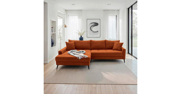 ECKSOFA  in Cord Dunkelorange  173/280 cm  - Dunkelorange/Schwarz, KONVENTIONELL, Textil/Metall (173/280cm) - Hom`in