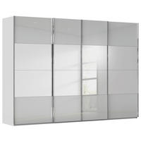 SCHWEBETÜRENSCHRANK 316/235/68 cm 4-türig Seidengrau  - Chromfarben/Seidengrau, Design, Glas/Holzwerkstoff (316/235/68cm) - Novel