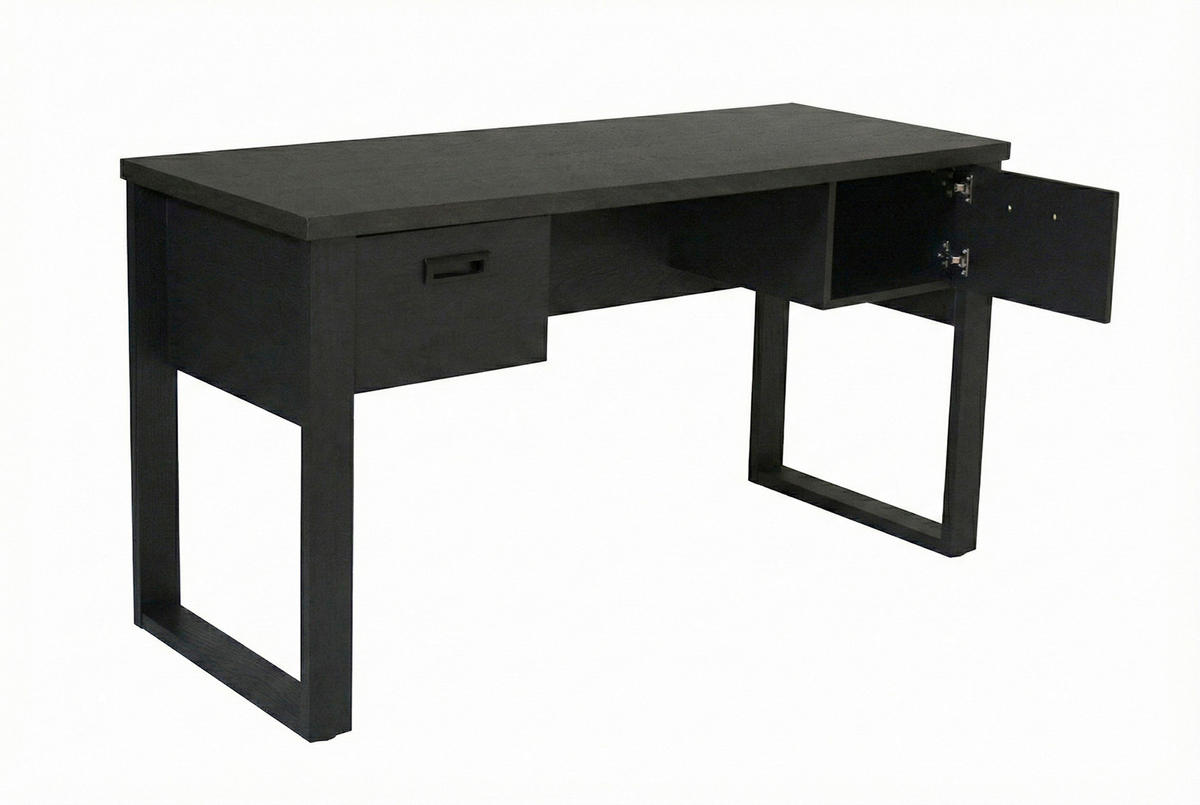 ECKSCHREIBTISCH 140/55/75 cm Schwarz, Eichefarben Stauraum, in verschiedenen Holz-Dekoren erhältlich  - Eichefarben/Schwarz, MODERN, Holzwerkstoff/Metall (140/55/75cm) - Livetastic