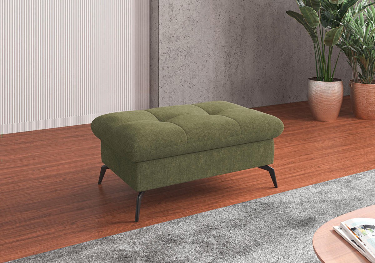 HOCKER in Textil Hellgrün  - Schwarz/Hellgrün, Konventionell, Textil/Metall (102/47/69cm) - Sit & More