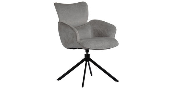 ARMLEHNSTUHL in Eisen Webstoff - Schwarz/Grau, Design, Textil/Metall (58/89/64cm) - Novel