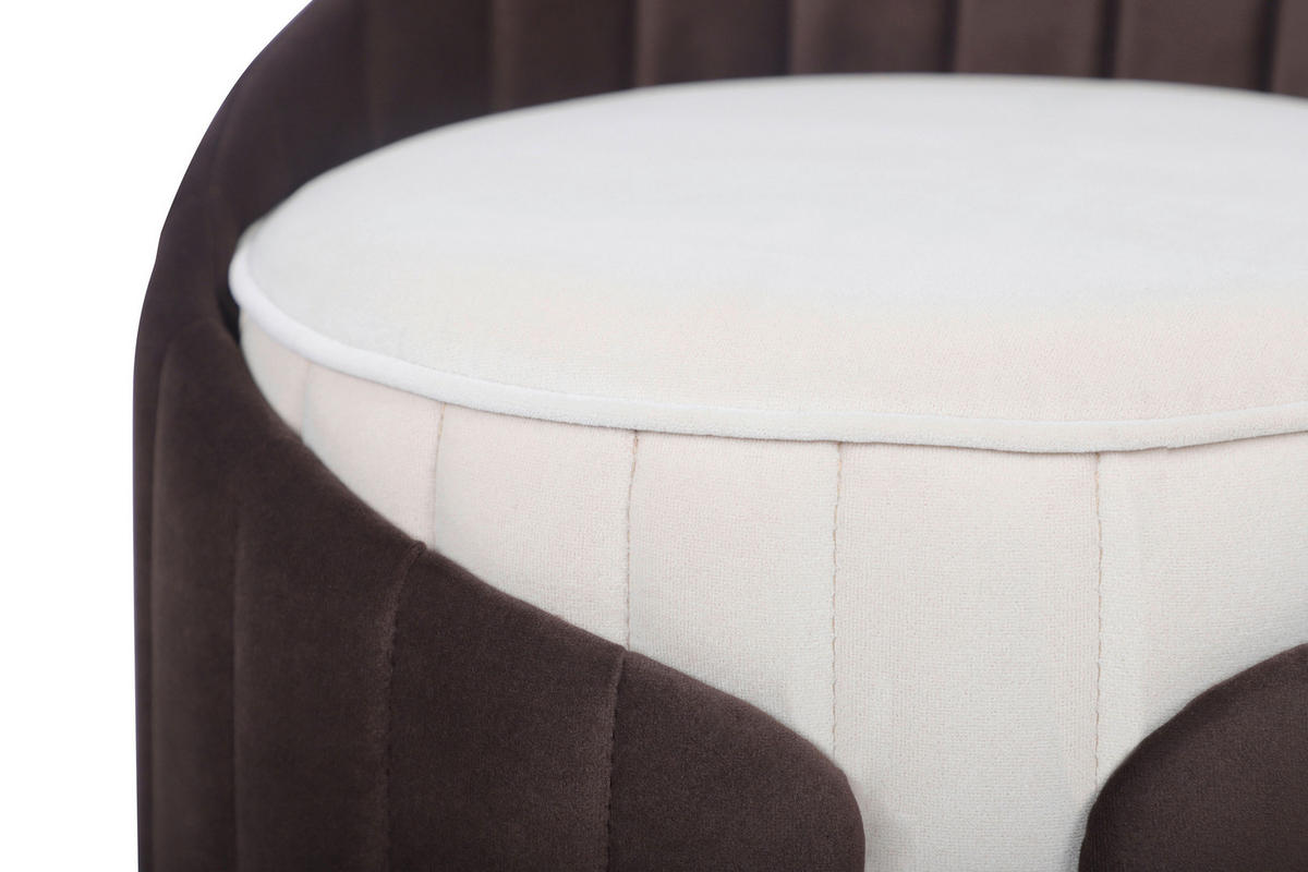 HOCKER Struktur Braun, Beige  - Beige/Goldfarben, Design, Textil/Metall (40/45cm) - Kayoom