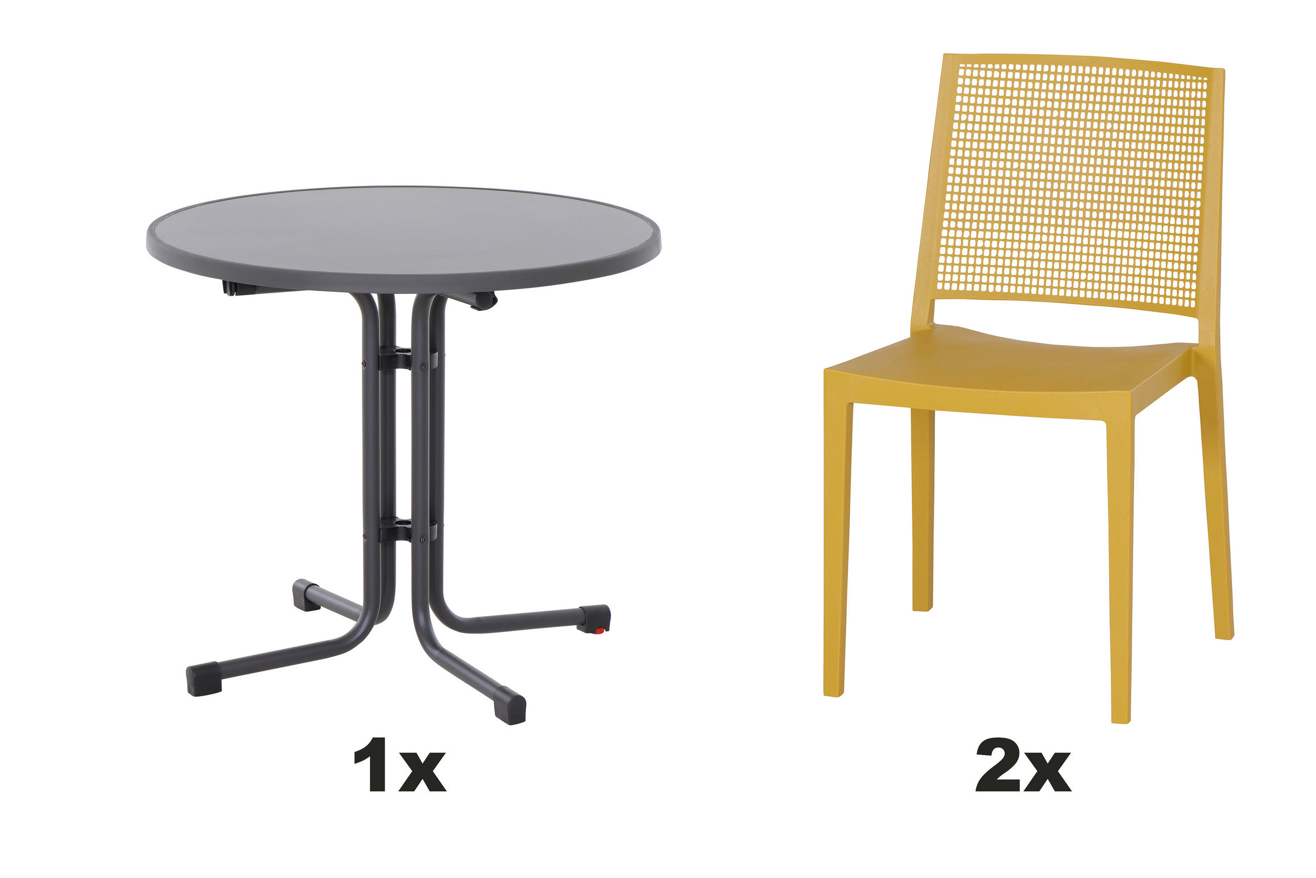 GARTENGARNITUR 3-teilig Stahl  - Gelb, Basics, Kunststoff/Metall (80/80/80cm) - Siena Garden