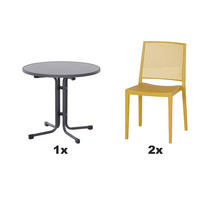 GARTENGARNITUR 3-teilig Stahl  - Gelb, Basics, Kunststoff/Metall (80/80/80cm) - Siena Garden