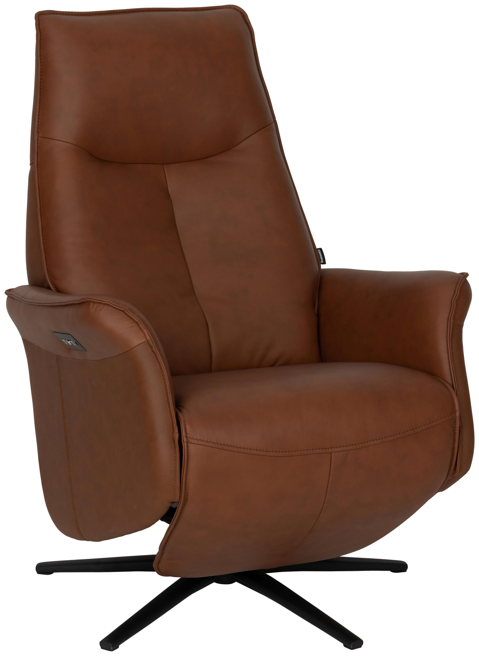 RELAXSESSEL Lederlook Echtleder    - Schwarz/Kupferfarben, Design, Leder/Holz (79/110/83cm) - Livetastic