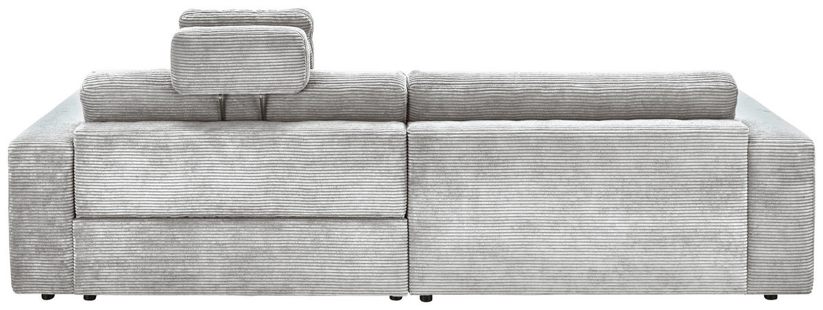 ECKSOFA inkl. Relaxfunktion Grau Cord  - Schwarz/Grau, Design, Kunststoff/Textil (168/296cm) - Pure Home Lifestyle