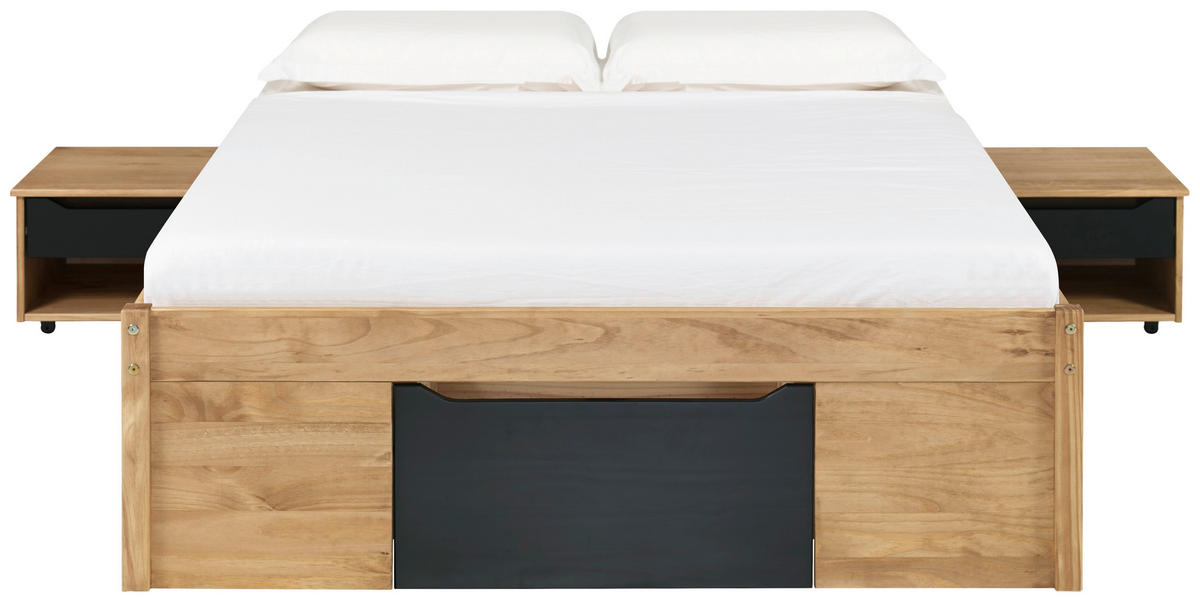 STAURAUMBETT 140/200 cm  in Naturfarben, Schwarz  - Schwarz/Naturfarben, Basics, Holz/Holzwerkstoff (140/200cm) - MID.YOU