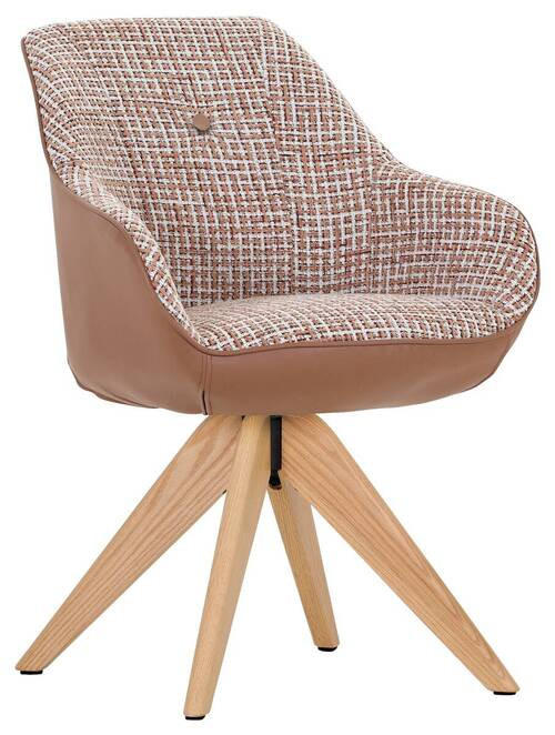 ARMLEHNSTUHL  in Chenille, Lederlook  - Eichefarben/Terracotta, MODERN, Holz/Textil (60/83/65cm) - Novel