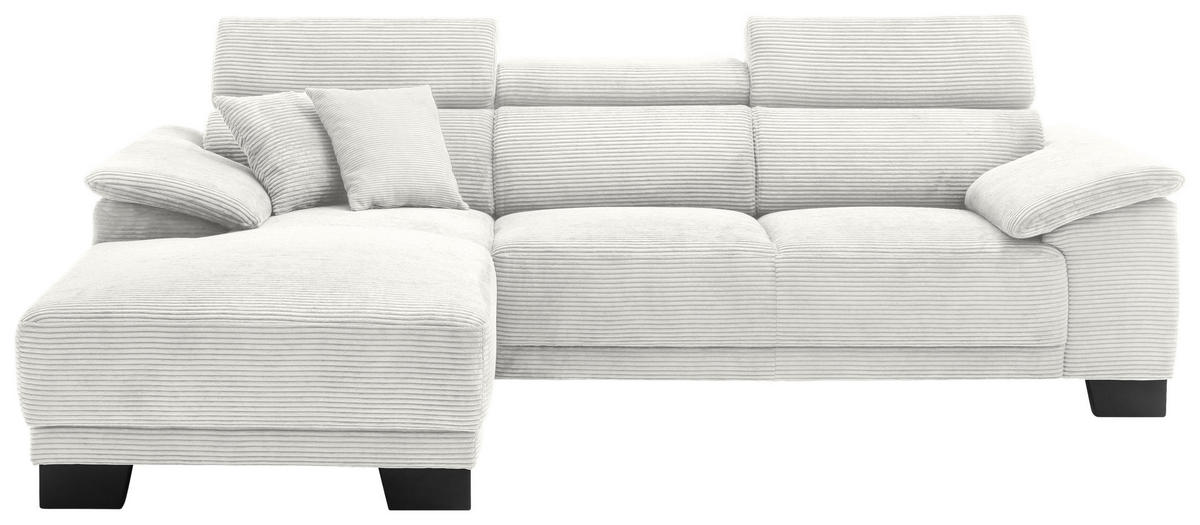 ECKSOFA in Cord Weiss  - Weiss/Schwarz, Design, Holz/Textil (174/270cm) - Pure Home Lifestyle
