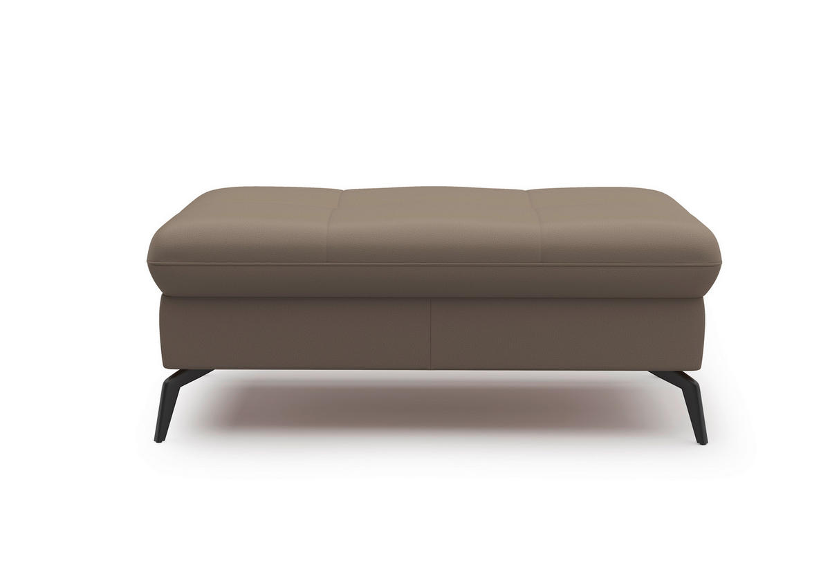HOCKER in Leder Grau  - Schwarz/Grau, Konventionell, Leder/Metall (102/47/69cm) - Sit & More
