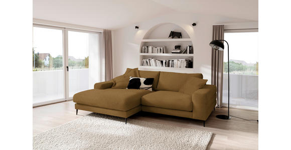 ECKSOFA  in Flachgewebe Goldfarben  177/253 cm  - Goldfarben/Schwarz, Design, Textil/Metall (177/253cm) - Dieter Knoll