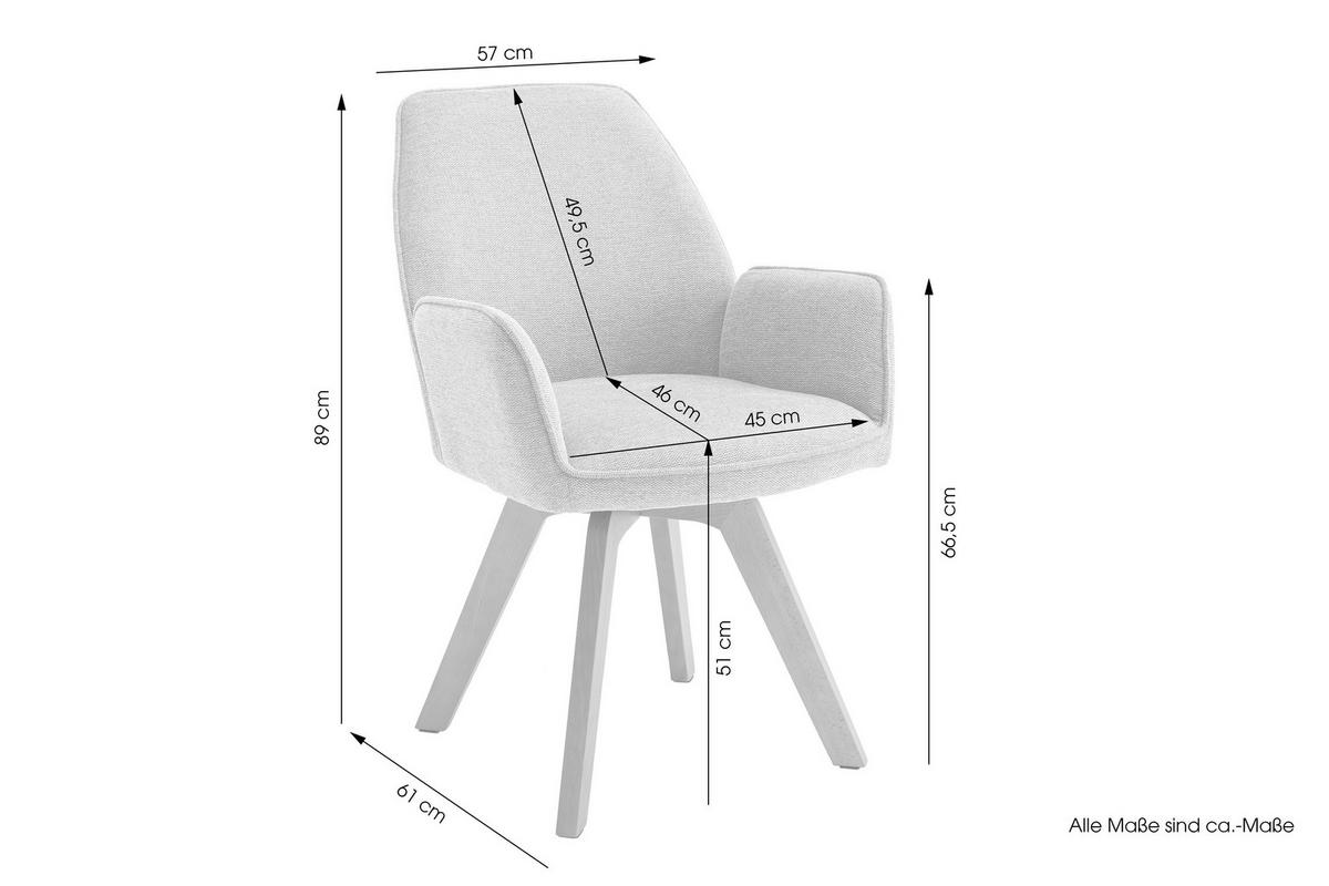 STUHL-SET - Buchefarben/Hellgrau, MODERN, Holz/Textil (57/89/61cm) - MID.YOU