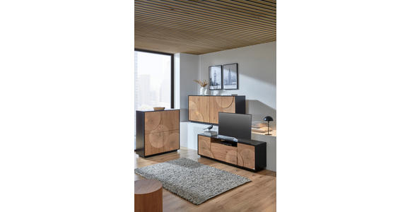 KOMMODE  in 110/115,5/40 cm  - Eichefarben/Schwarz, LIFESTYLE, Holzwerkstoff (110/115,5/40cm) - Xora