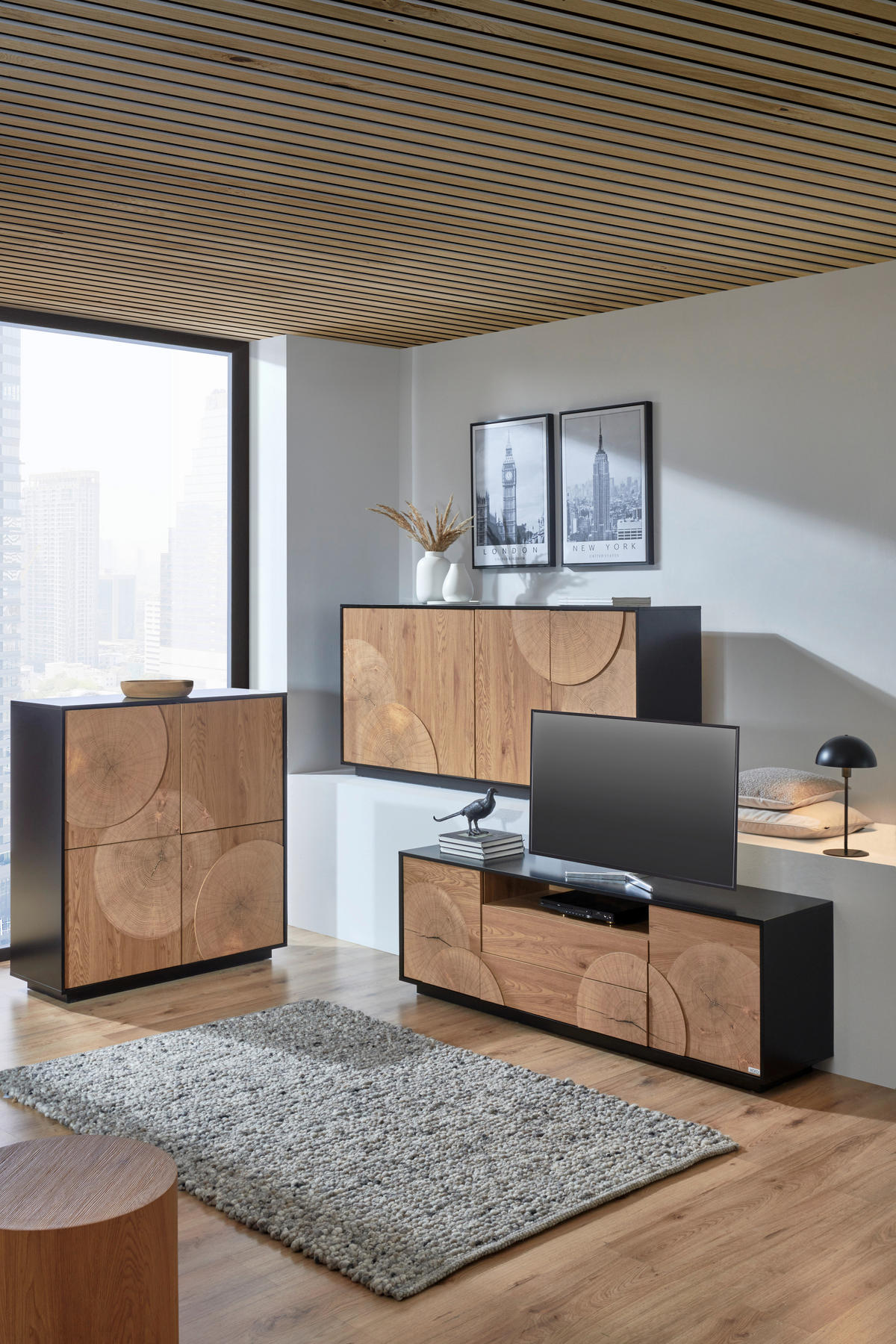 KOMMODE  in 110/115,5/40 cm  - Eichefarben/Schwarz, LIFESTYLE, Holzwerkstoff (110/115,5/40cm) - Xora