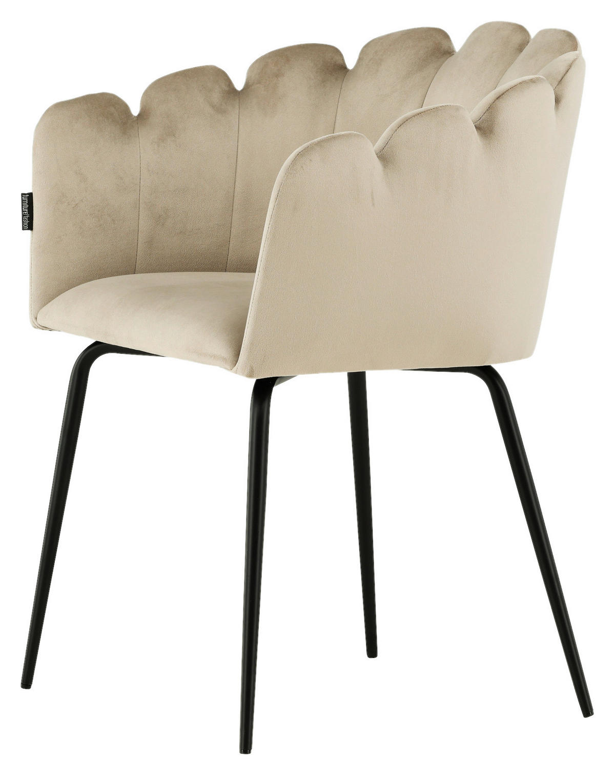 STUHL Samt Schwarz, Beige  - Beige/Schwarz, Design, Textil/Metall (52/76.5/51cm) - Livetastic