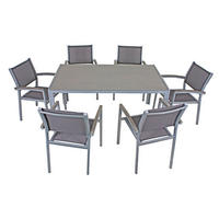 GARTENTISCHGRUPPE Aluminium  - Silberfarben/Grau, Basics, Glas/Kunststoff - Gardenson