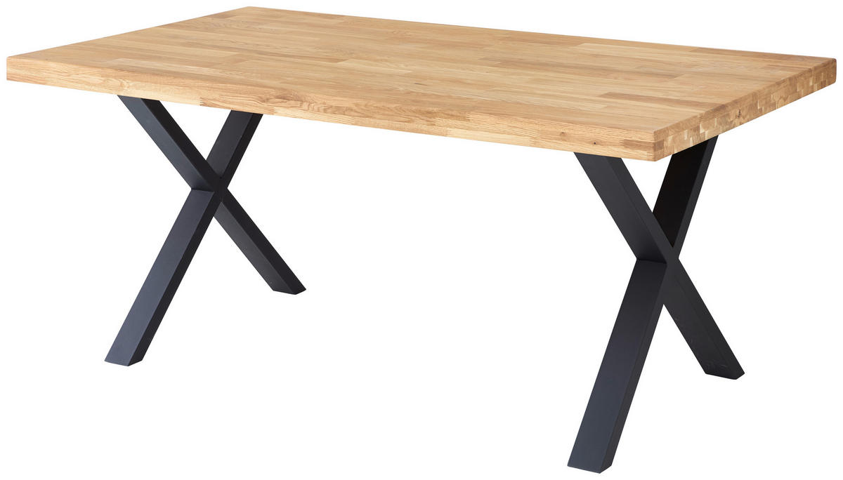 ESSTISCH in Holz, Metall 180/100/76 cm  - Eichefarben/Schwarz, Modern, Holz/Metall (180/100/76cm) - Livetastic
