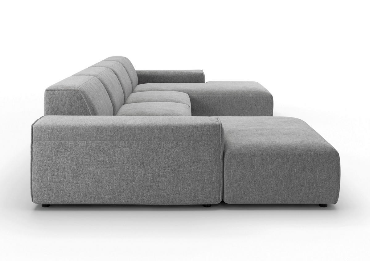 WOHNLANDSCHAFT Graubraun Cord  - Graubraun/Schwarz, MODERN, Kunststoff/Textil (189/340/189cm) - Pure Home Lifestyle