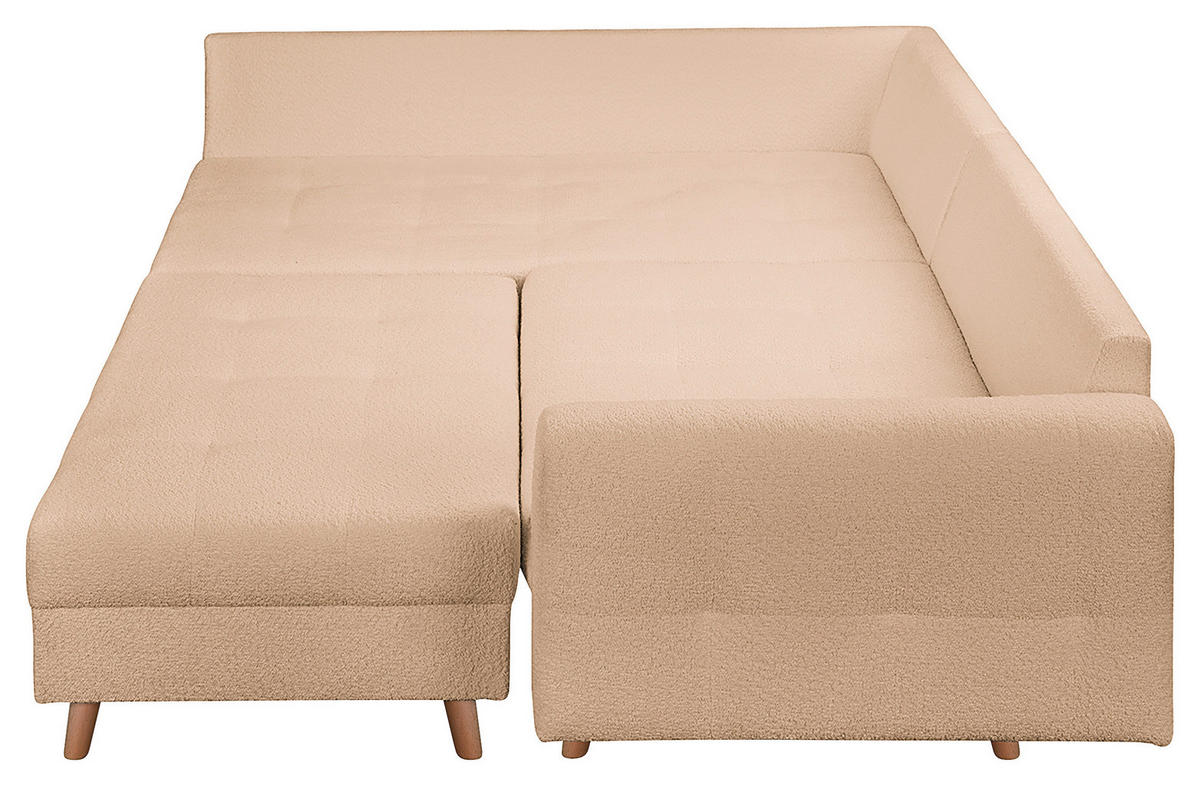 ECKSOFA inkl. Hocker Ariella Beige Bouclé  - Beige/Naturfarben, Design, Holz/Textil (161/231cm) - Livetastic