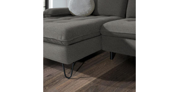 ECKSOFA in Flachgewebe Hellgrau 310/180 cm - Hellgrau/Schwarz, LIFESTYLE, Textil/Metall (310/180cm) - Valnatura
