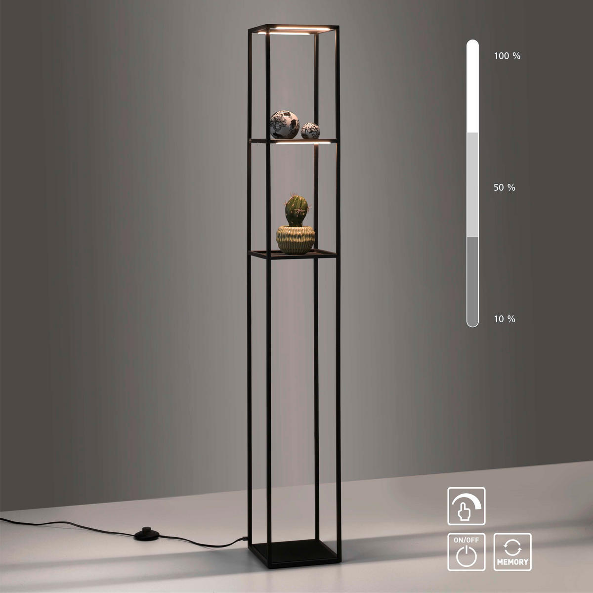 PODNA LED LAMPA - crna, Lajfstajl, metal/plastika (20/20/140cm)