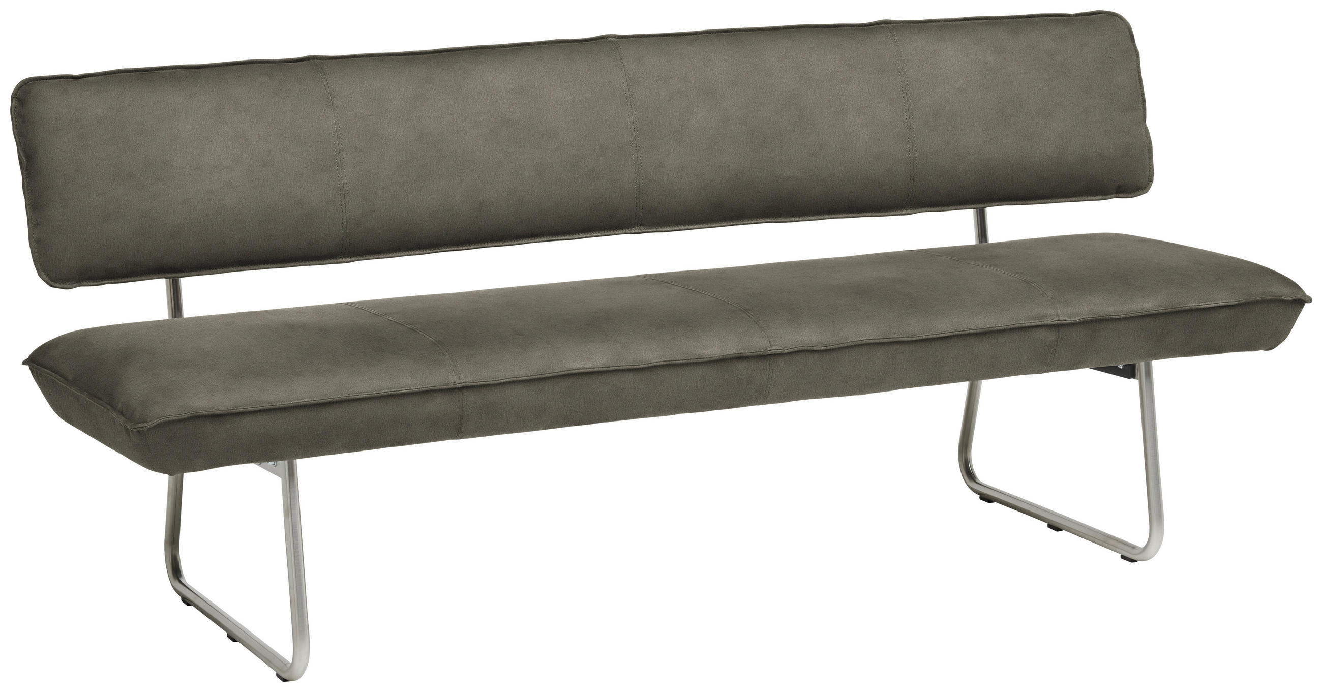 SITZBANK Metall, Textil Edelstahlfarben, Hellgrau  - Edelstahlfarben/Hellgrau, Design, Textil/Metall (200/87/67cm) - Venjakob