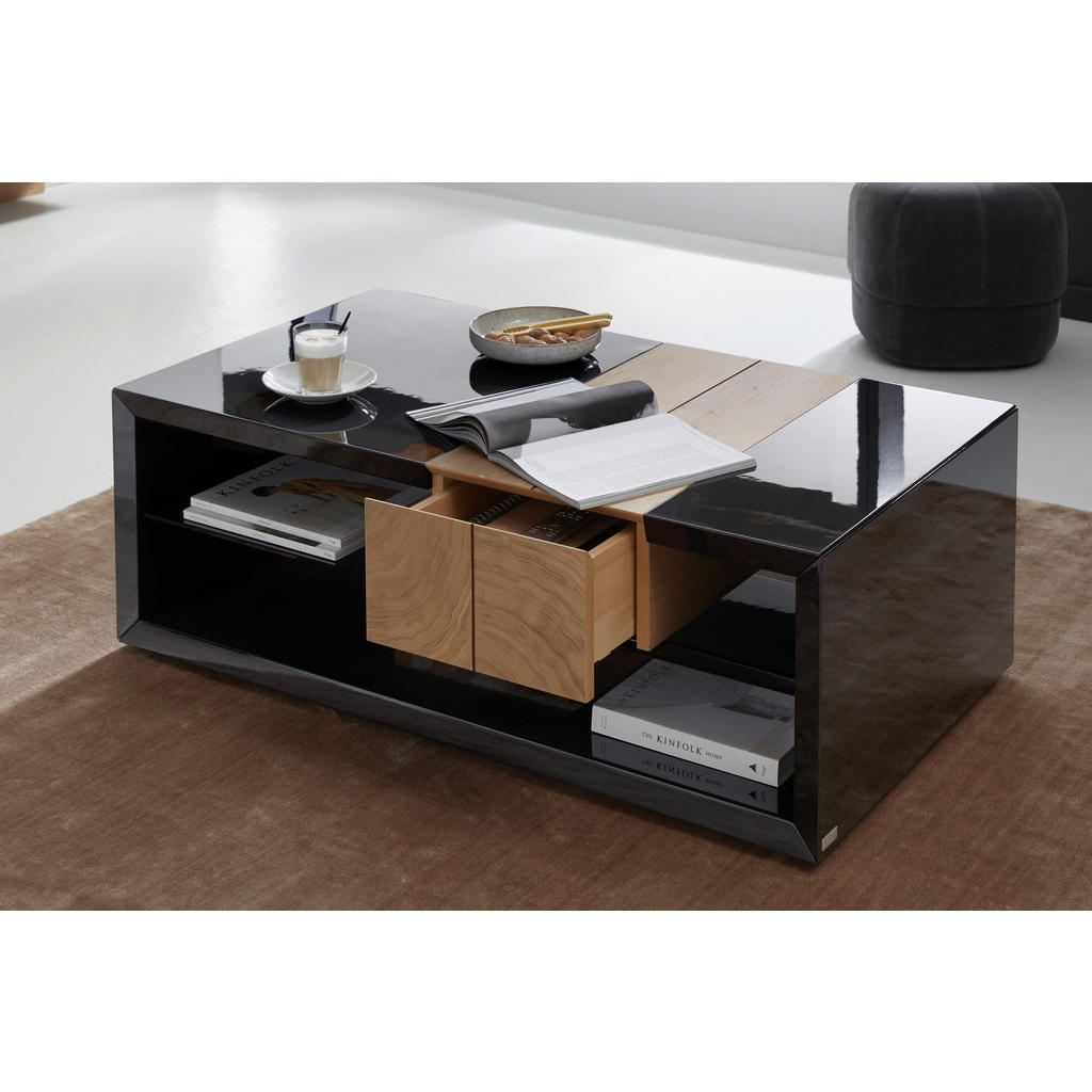 Thumbnail - Ambiente Couchtisch Quadra, Dunkelgrau, Eiche Bianco, Holz, Holzwerkstoff, Eiche, furniert, 2 Schubladen, rechteckig, 67...