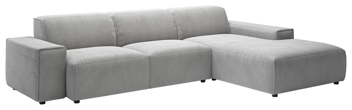 ECKSOFA 9125 Grau Cord  - Schwarz/Grau, Design, Kunststoff/Textil (300/189cm) - Pure Home Lifestyle