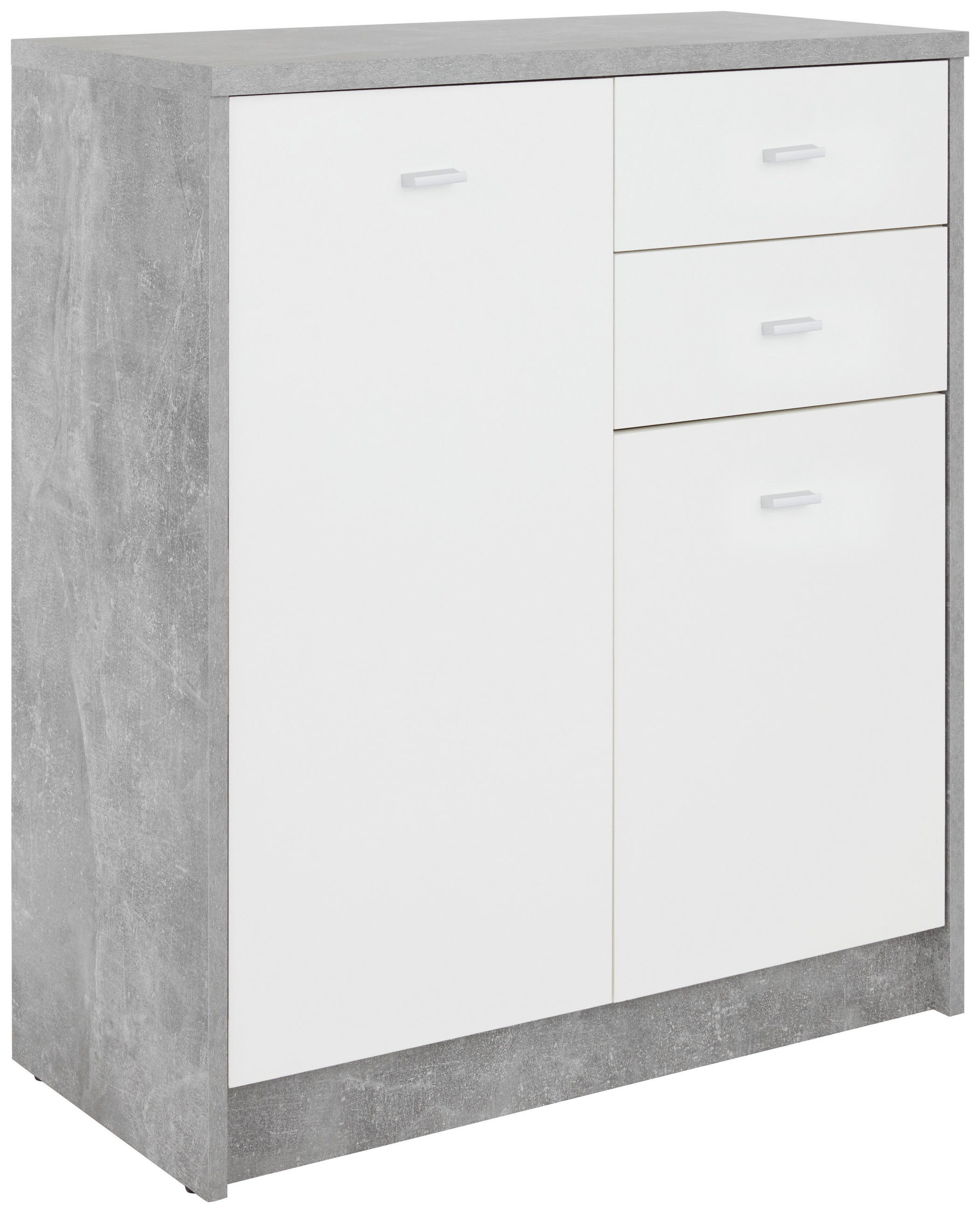 KOMODA   74/85,4/34,6 cm   siva, bijela  - bijela/siva, Moderno, drvni materijal/plastika (74/85,4/34,6cm) - Modern Living