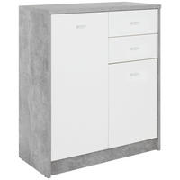 KOMODA   74/85,4/34,6 cm   siva, bijela  - bijela/siva, Moderno, drvni materijal/plastika (74/85,4/34,6cm) - Modern Living