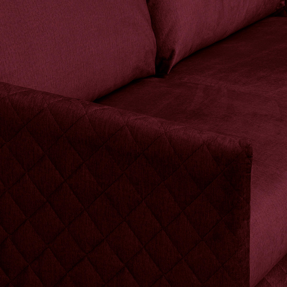 SCHLAFSOFA in Samt Bordeaux  - Bordeaux/Naturfarben, Design, Holz/Textil (175/95/103cm) - Livetastic