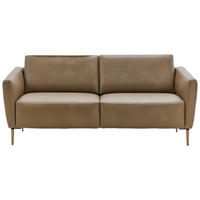 2-SITZER-SOFA Olivgrün Echtleder  - Eichefarben/Beige, Natur, Leder/Holz (207/86/87cm) - Valnatura