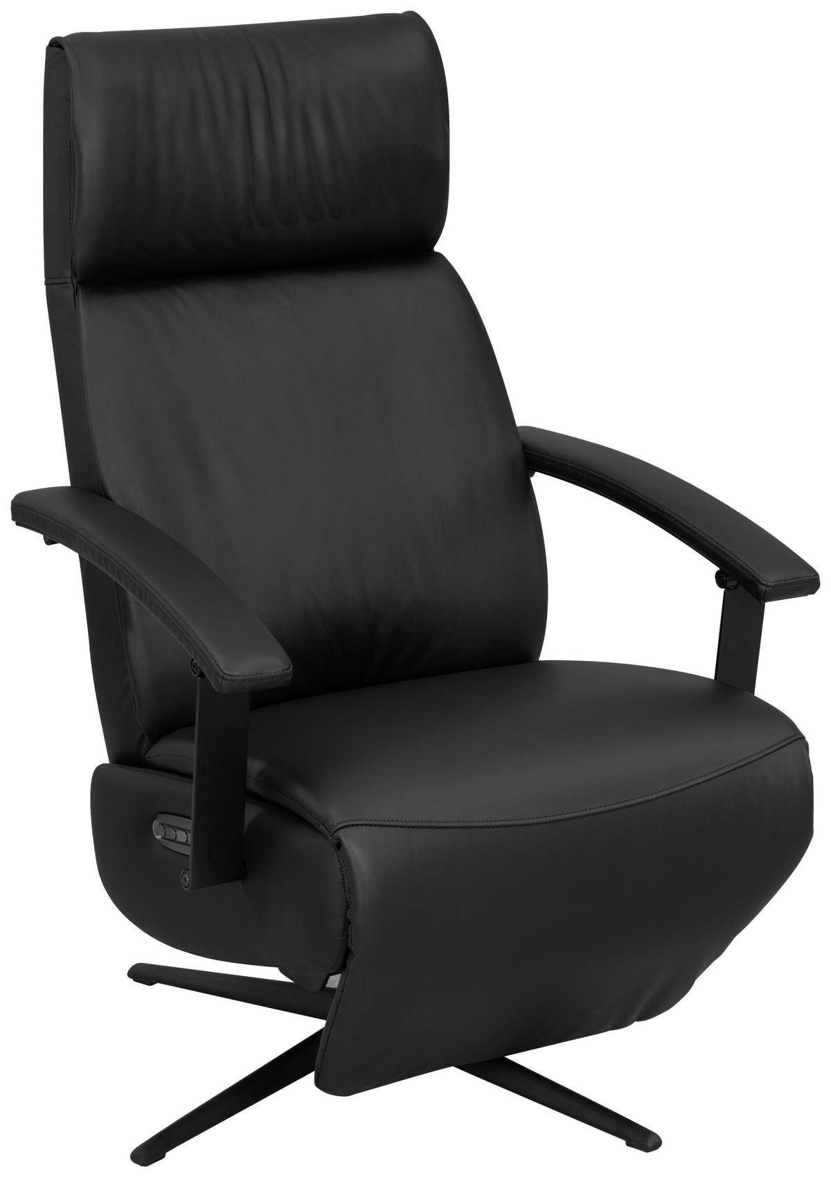 RELAXSESSEL Lederlook Kopfteilverstellung, Sitztiefenverstellung, Fußteilverstellung, Rücken echt    - Schwarz, Design, Textil/Metall (74/115/84cm) - Xora