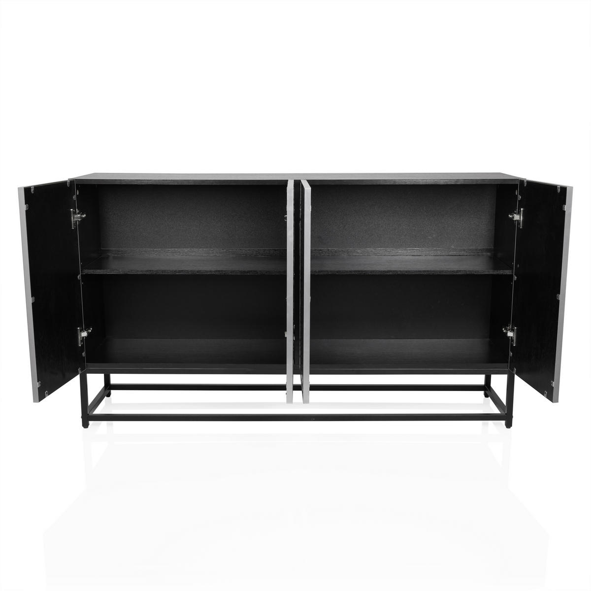 SIDEBOARD  140/80/37 cm  - Silberfarben/Schwarz, MODERN, Holzwerkstoff/Metall (140/80/37cm) - MID.YOU