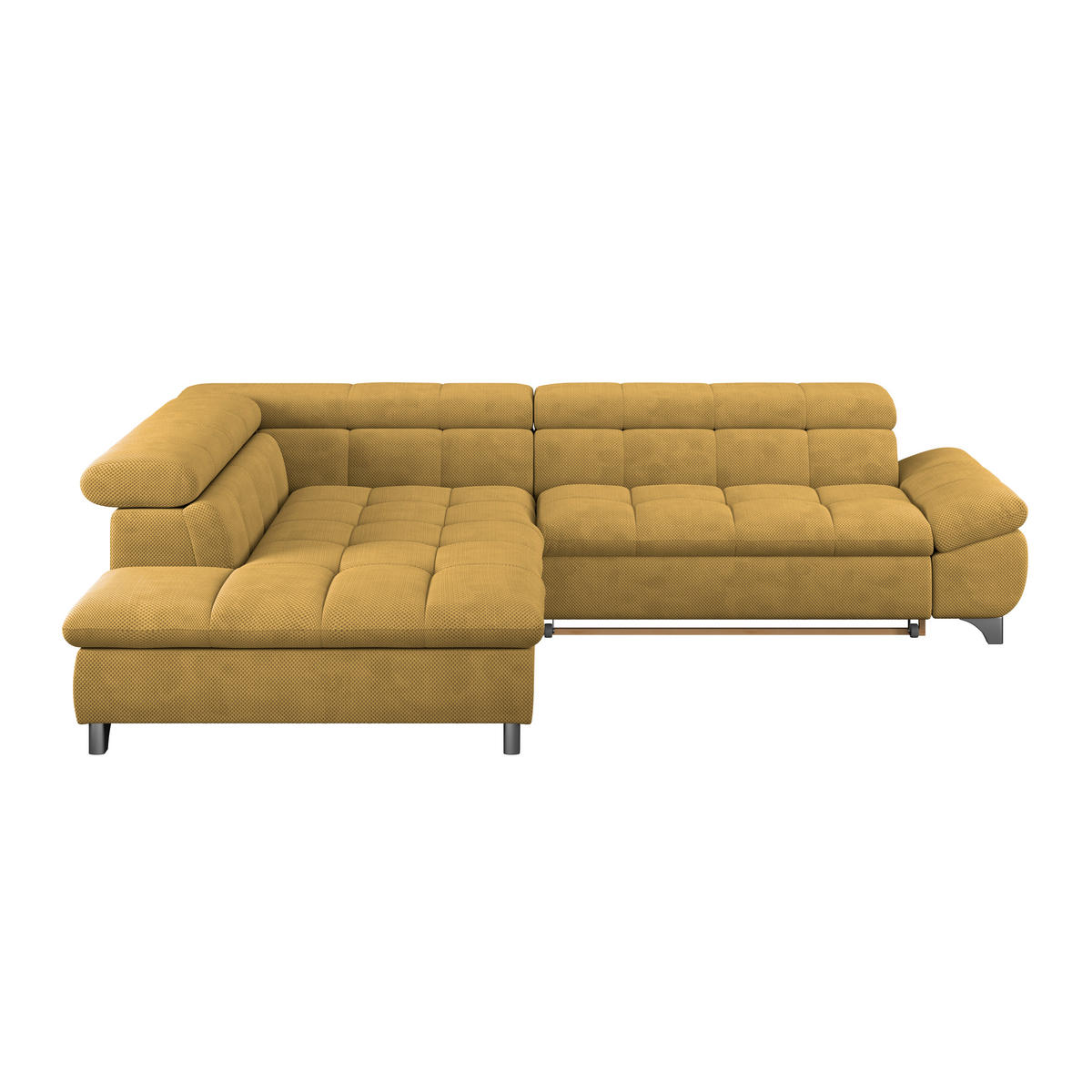 ECKSOFA Senfgelb Chenille  - Chromfarben/Senfgelb, KONVENTIONELL, Textil/Metall (234/312cm) - Livetastic