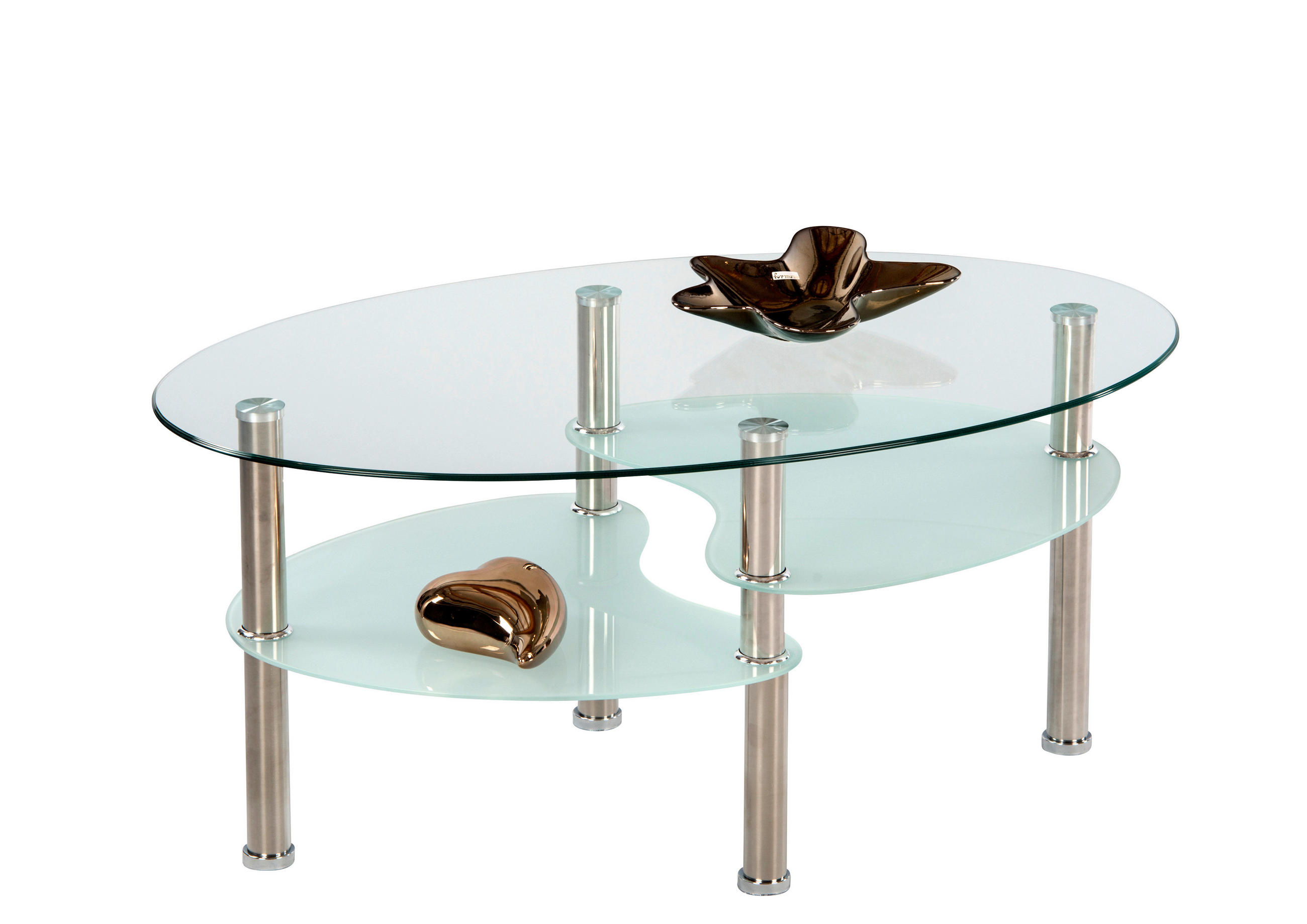 KLUB STOLIĆ prozirno  metal, staklo  - boje oplemenjenog čelika/prozirno, Design, staklo/metal (55/41/90cm) - Boxxx