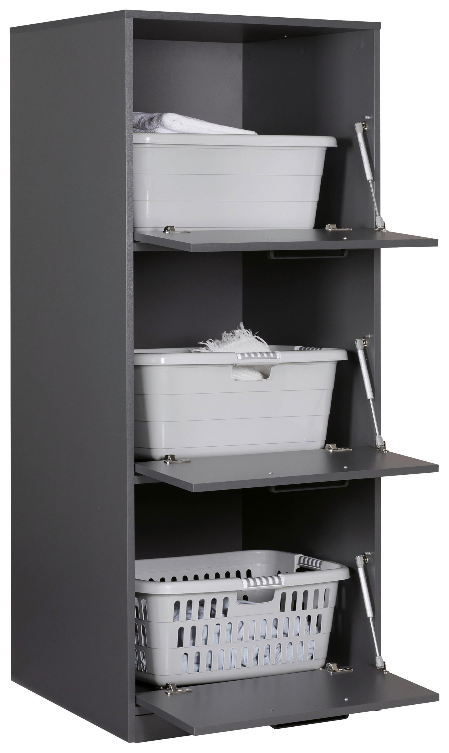 WÄSCHESCHRANK 67/164/68 cm  in Anthrazit  - Anthrazit/Schwarz, MODERN, Holzwerkstoff/Metall (67/164/68cm) - home24