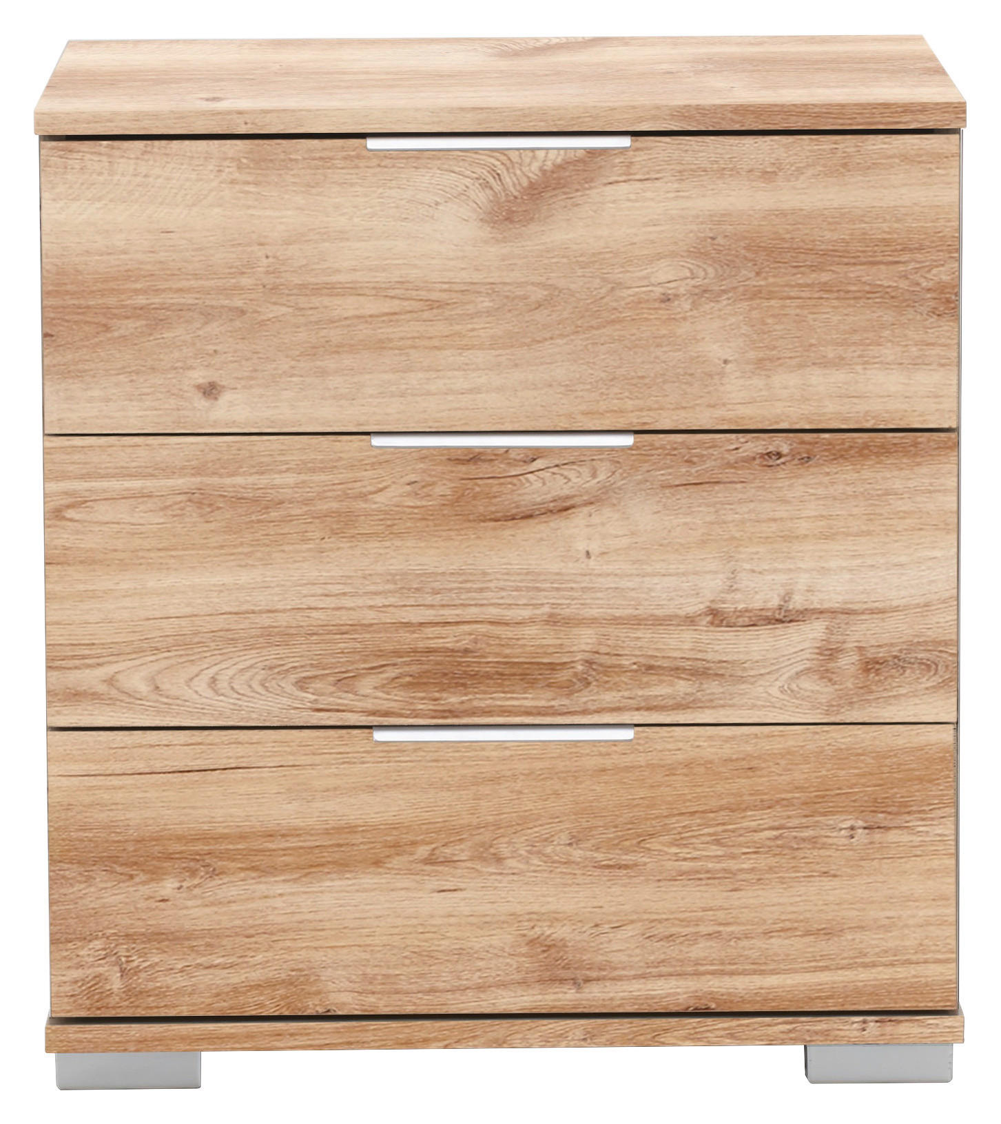 NACHTKÄSTCHEN in Eichefarben  - Eichefarben/Alufarben, Design, Holzwerkstoff/Kunststoff (52/58/38cm) - Carryhome