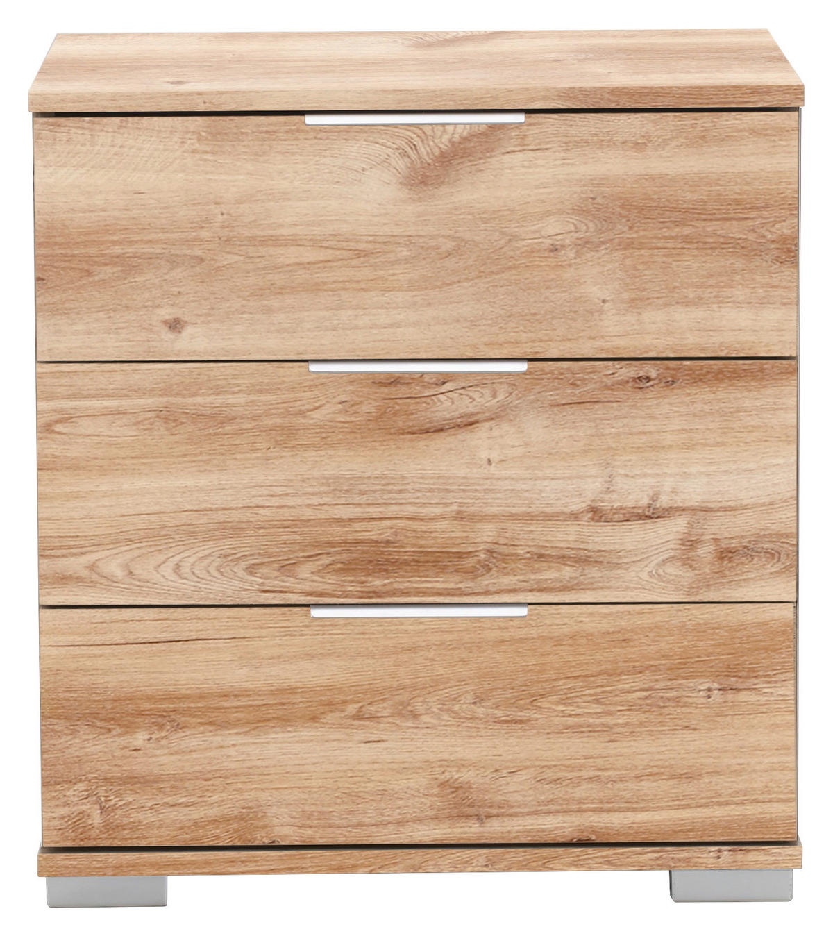 NACHTKÄSTCHEN in Eichefarben  - Eichefarben/Alufarben, Design, Holzwerkstoff/Kunststoff (52/58/38cm) - Carryhome