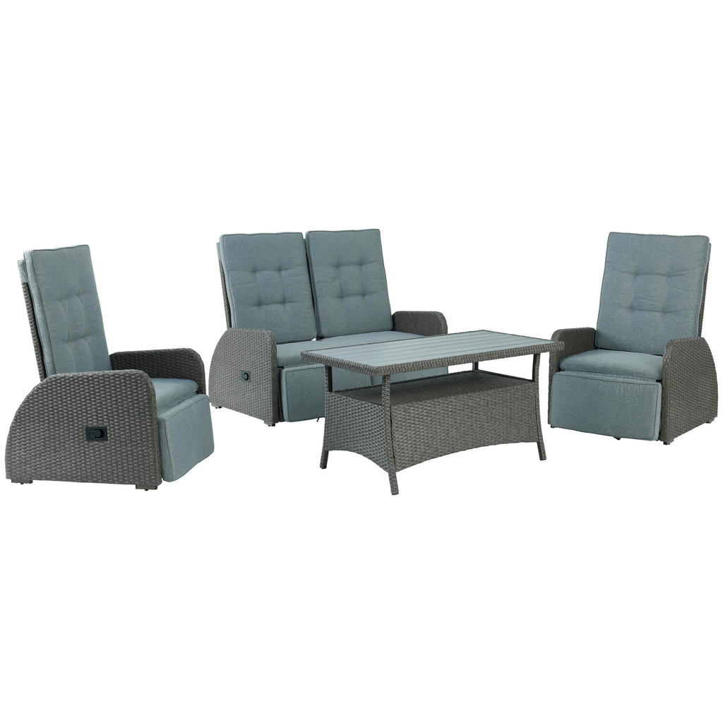 Loungegarnitur 4-tlg Santander Metall/polly-Rattan Mit Kissen