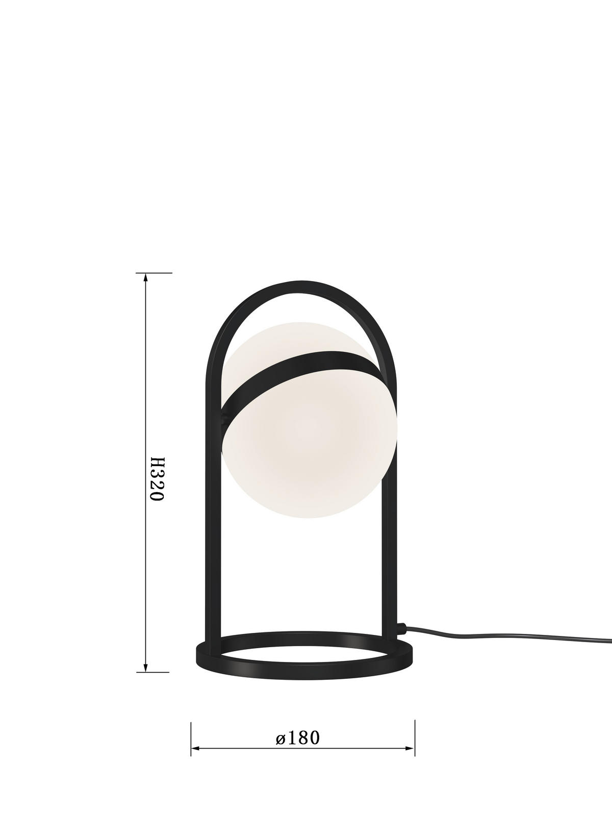 STOLNÁ LED LAMPA, dotykový stmievač, 18,5/32 cm  - čierna, Basics, kov/sklo (18,5/32cm)