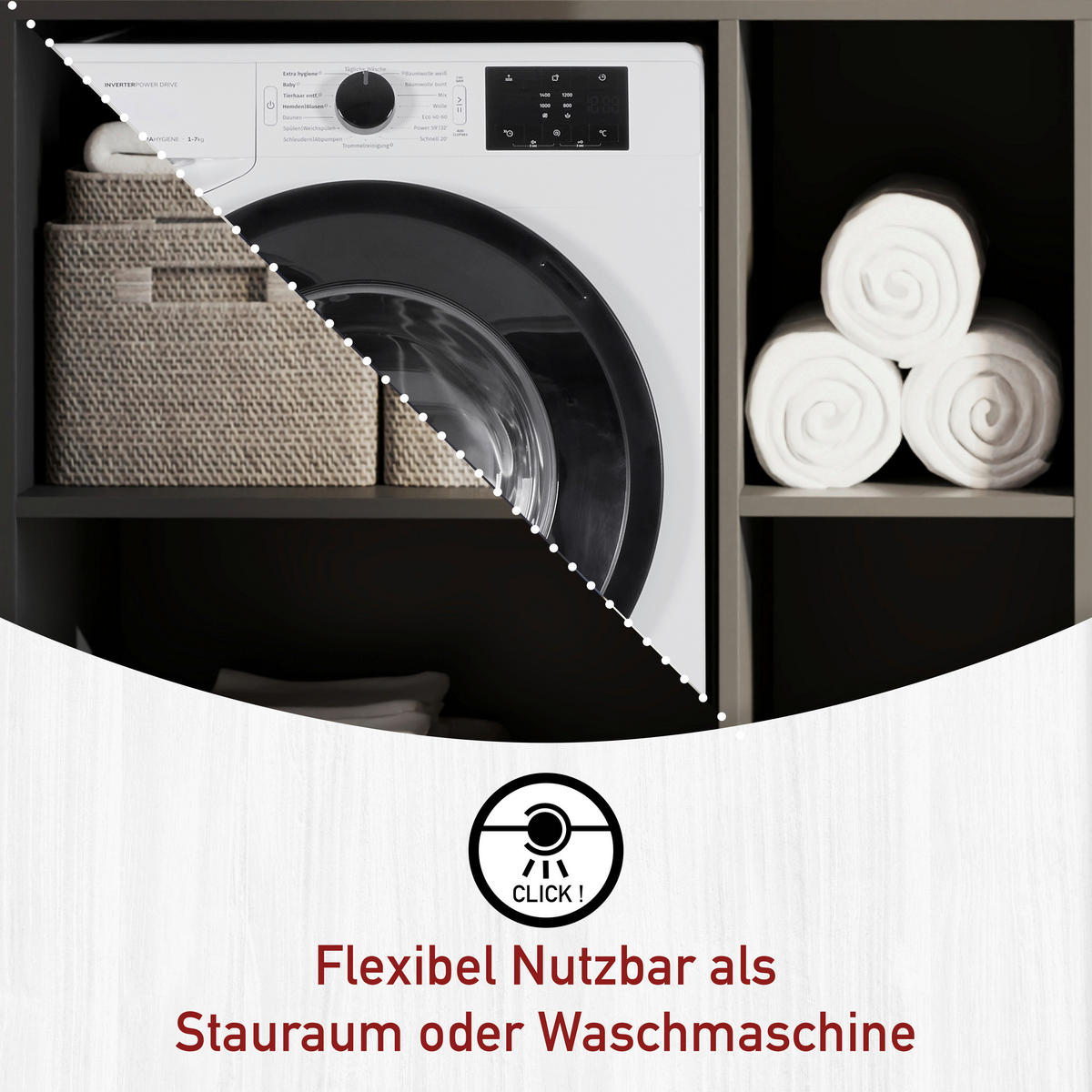 WASCHMASCHINENSCHRANK 99/98/68 cm  in Anthrazit  - Anthrazit, MODERN, Holzwerkstoff (99/98/68cm) - home24